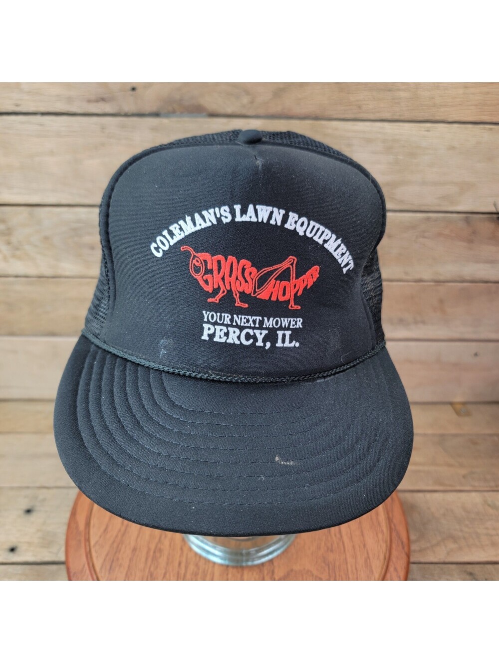 Vintage Coleman’s Lawn Equipment Grasshopper Snapback Hat Percy IL Trucker Cap